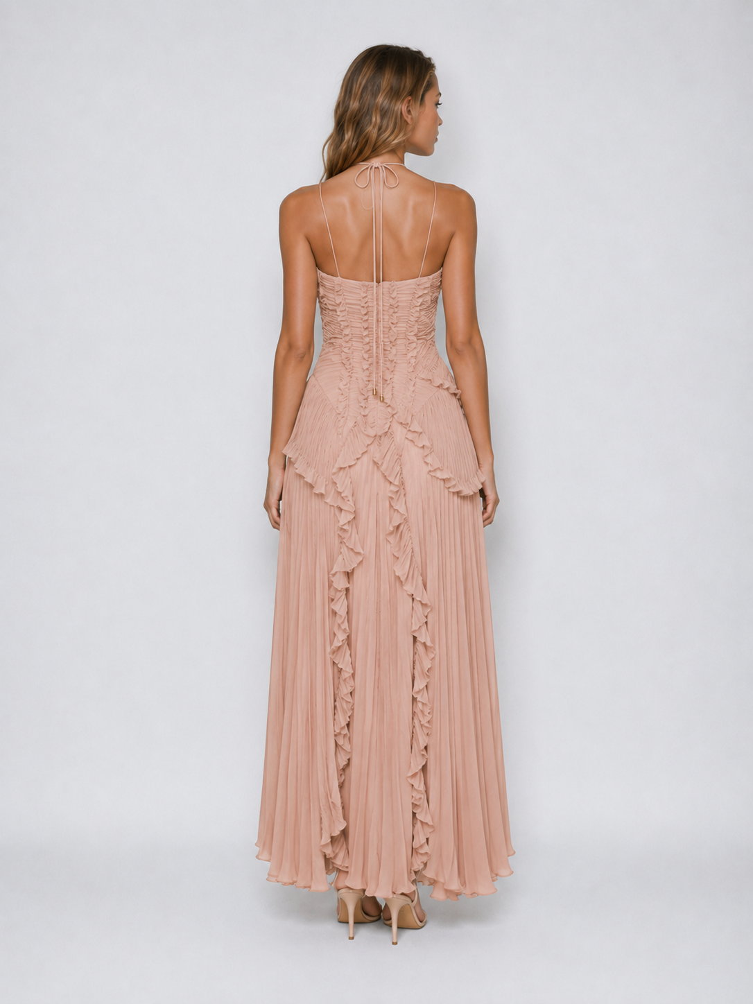 Isabella | Women's Embroided Halterneck Maxi Dress