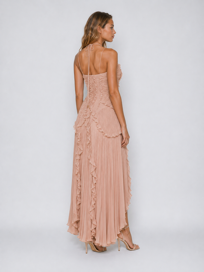 Isabella | Women's Embroided Halterneck Maxi Dress