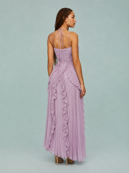 Isabella | Women's Embroided Halterneck Maxi Dress