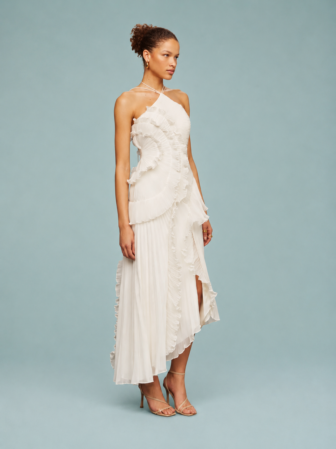 Isabella | Women's Embroided Halterneck Maxi Dress