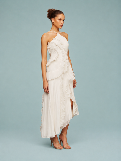 Isabella | Women's Embroided Halterneck Maxi Dress