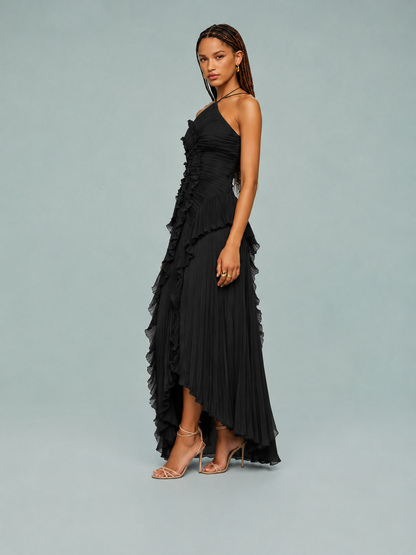 Isabella | Women's Embroided Halterneck Maxi Dress