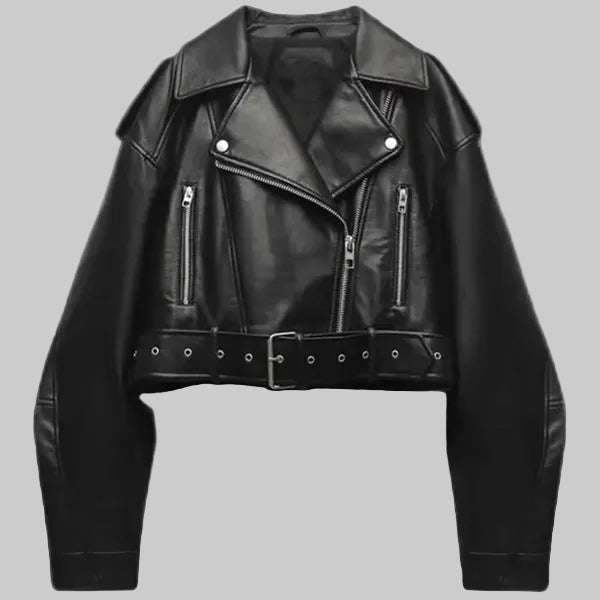 Diana | Women's Cropped Leather Biker Jacket