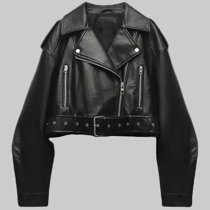 Diana | Women's Cropped Leather Biker Jacket