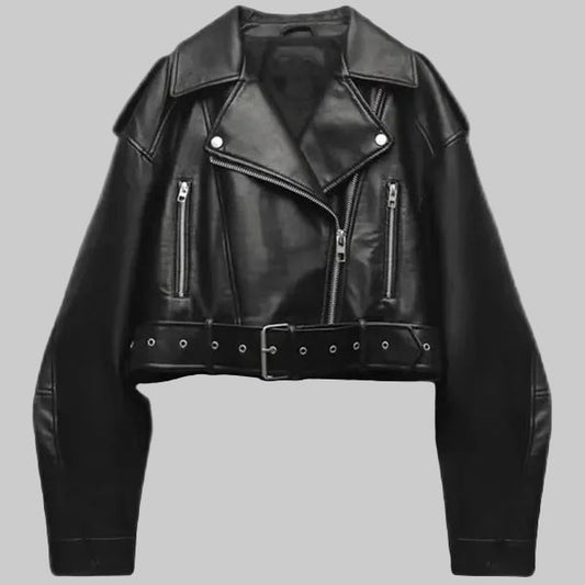 Diana | Women's Cropped Leather Biker Jacket