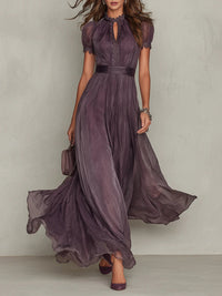 Safeena | Women's Flowing Lace-Trimmed Maxi Dress