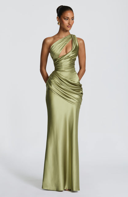 Summer | Women's Satin One-Shoulder Wedding Guest Dress