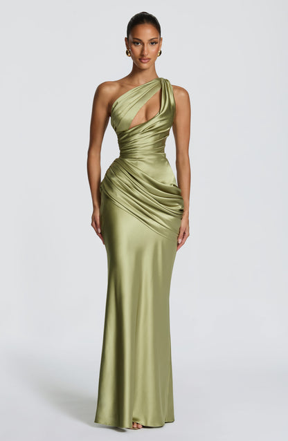 Summer | Women's Satin One-Shoulder Wedding Guest Dress