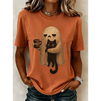 Daisy | Women's Casual Ghost Cat Halloween Tee