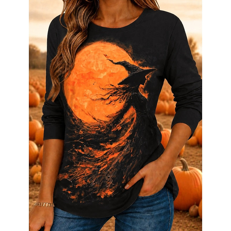 Isabella | Women's Halloween Witch Graphic Long-Sleeve Top