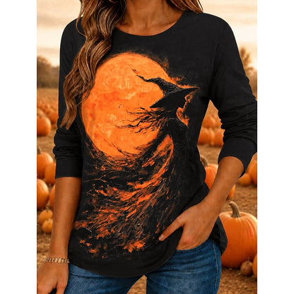 Isabella | Women's Halloween Witch Graphic Long-Sleeve Top