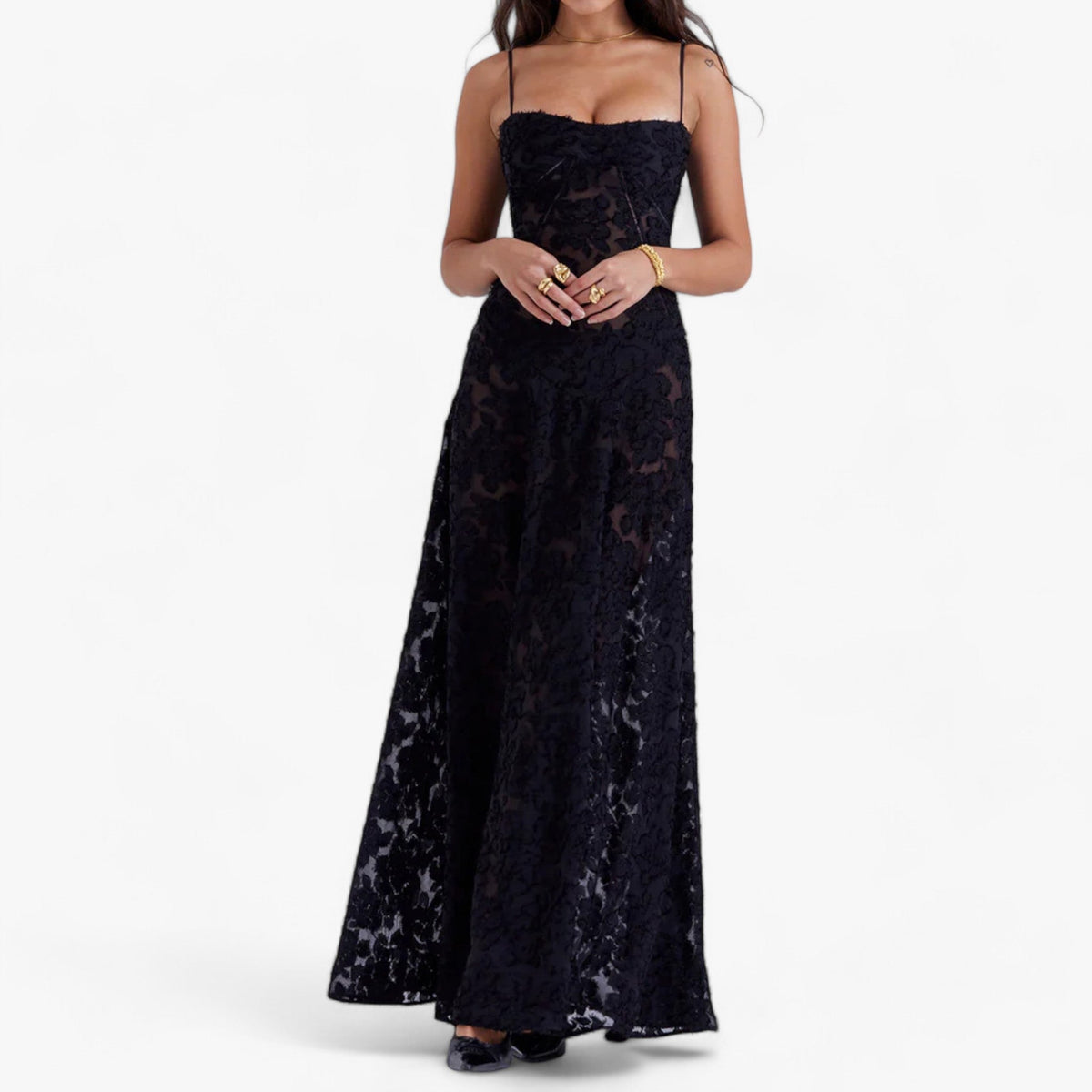 Violet | Women's Sheer Floral Maxi Dress