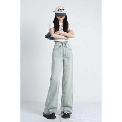 Wendy | Women's High-Waisted Light Wash Wide-Leg Pants