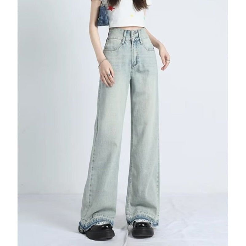 Wendy | Women's High-Waisted Light Wash Wide-Leg Pants