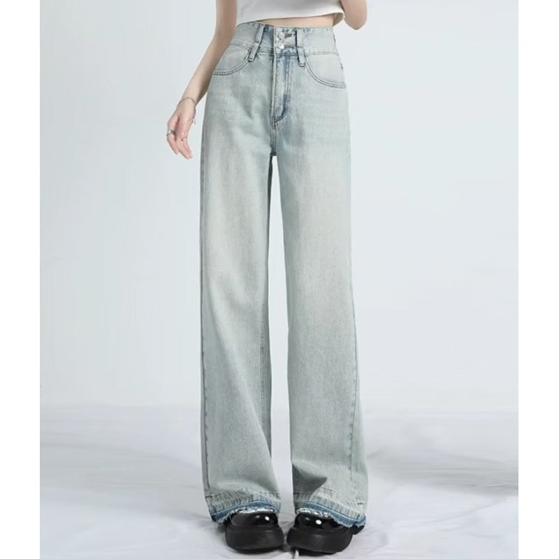 Wendy | Women's High-Waisted Light Wash Wide-Leg Pants