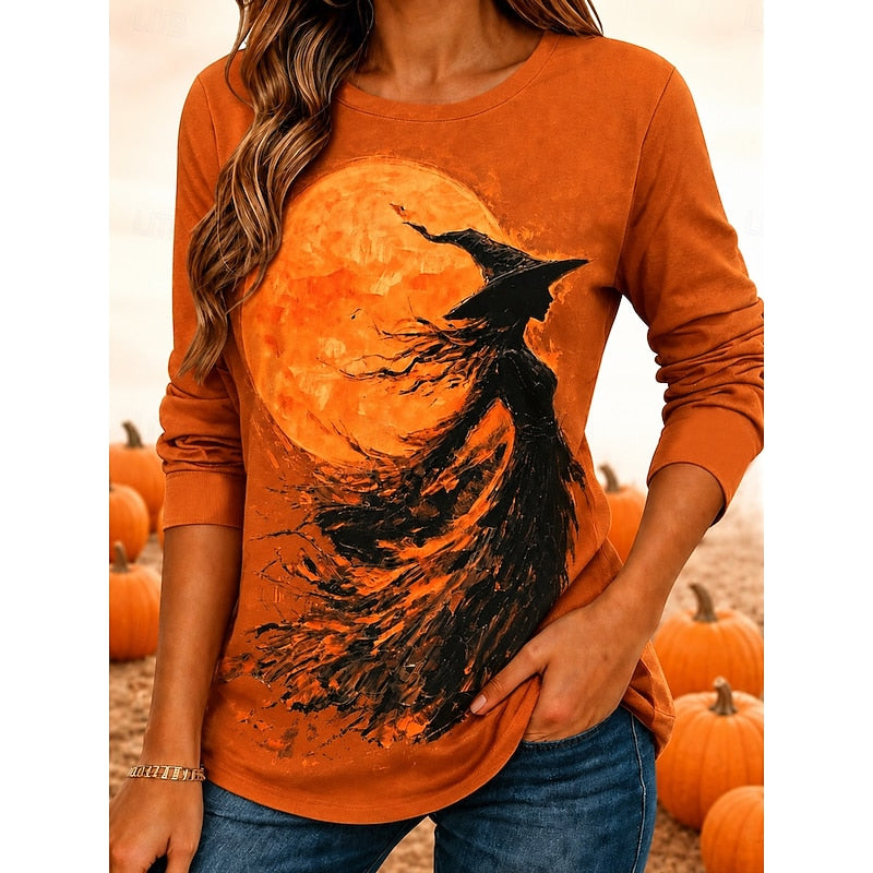 Isabella | Women's Halloween Witch Graphic Long-Sleeve Top