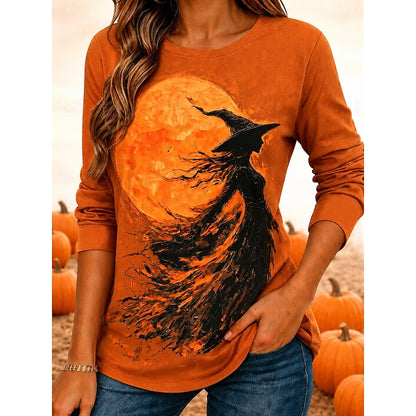 Isabella | Women's Halloween Witch Graphic Long-Sleeve Top