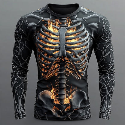 Mark | Men's Graphic Flame Skeleton Halloween Long-Sleeve Shirt