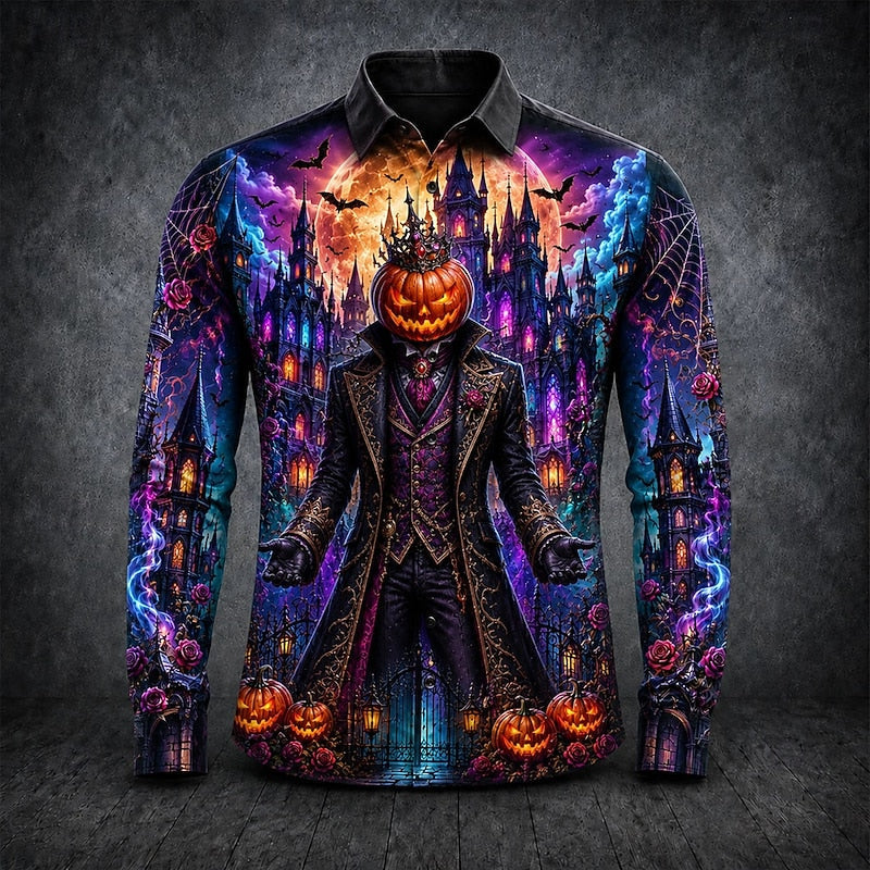 Tyler | Men's Halloween Gothic Pumpkin Man Long-Sleeve Shirt