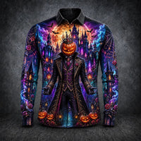 Tyler | Men's Halloween Gothic Pumpkin Man Long-Sleeve Shirt