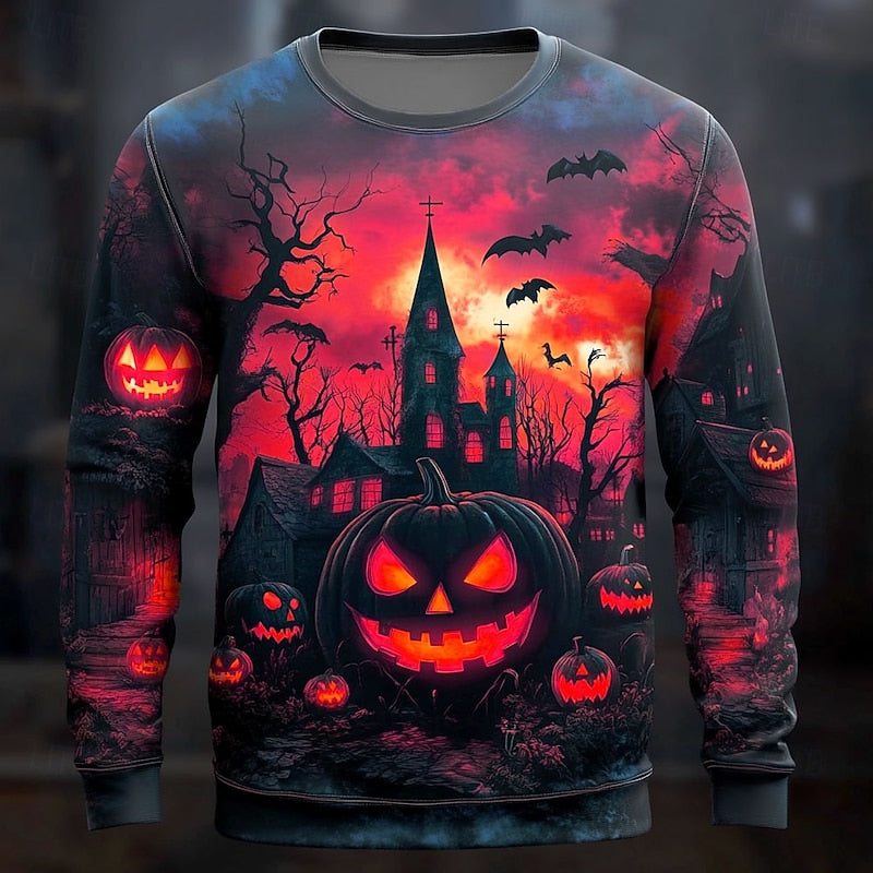 Frank | Men's Long-Sleeved Halloween Graphic Crew Neck Sweatshirt
